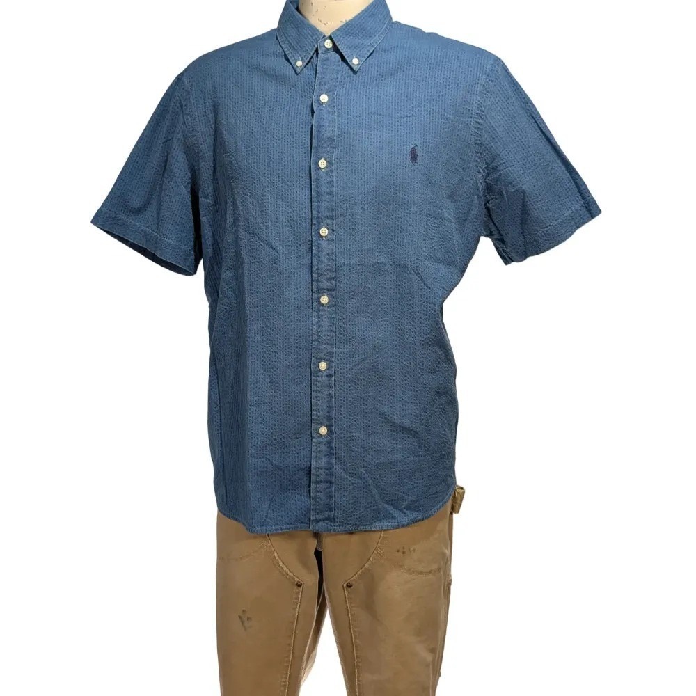 Polo Ralph Lauren Mens Seersucker Short Sleeve Button Down Shirt Sz XL NWT $125